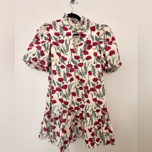Red Amaryllis Floral Mimsy Mini Dress 
 Tuckernuck / Hyacinth House sz S